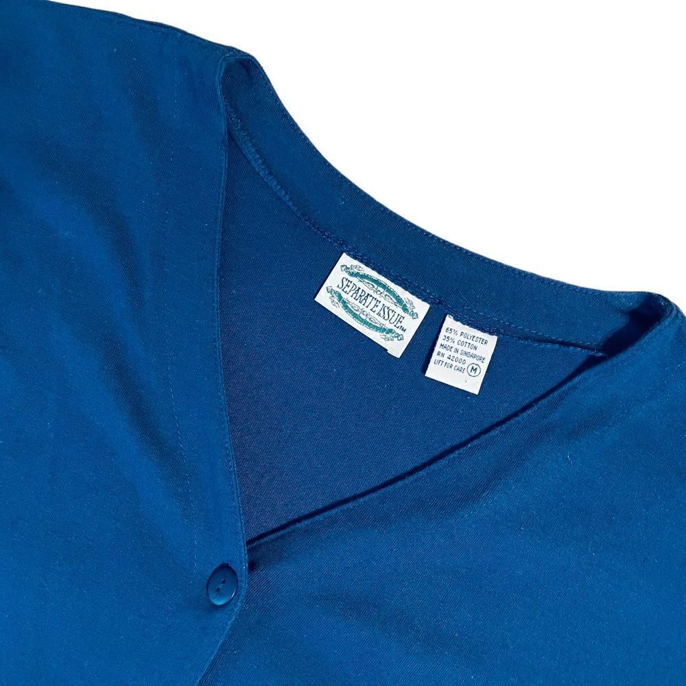 Blue button down V neck shirt - image 7